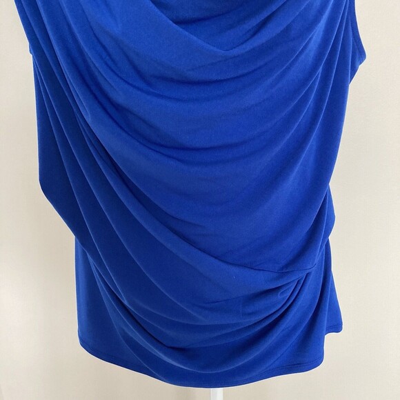 Lane Bryant Womens Sleeveless Blouse Blue Size 14/16 Draped Top Stretch Knit - Picture 3 of 10